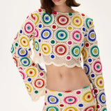 Crochet Multi Color Crystal Printed Mini Skirt