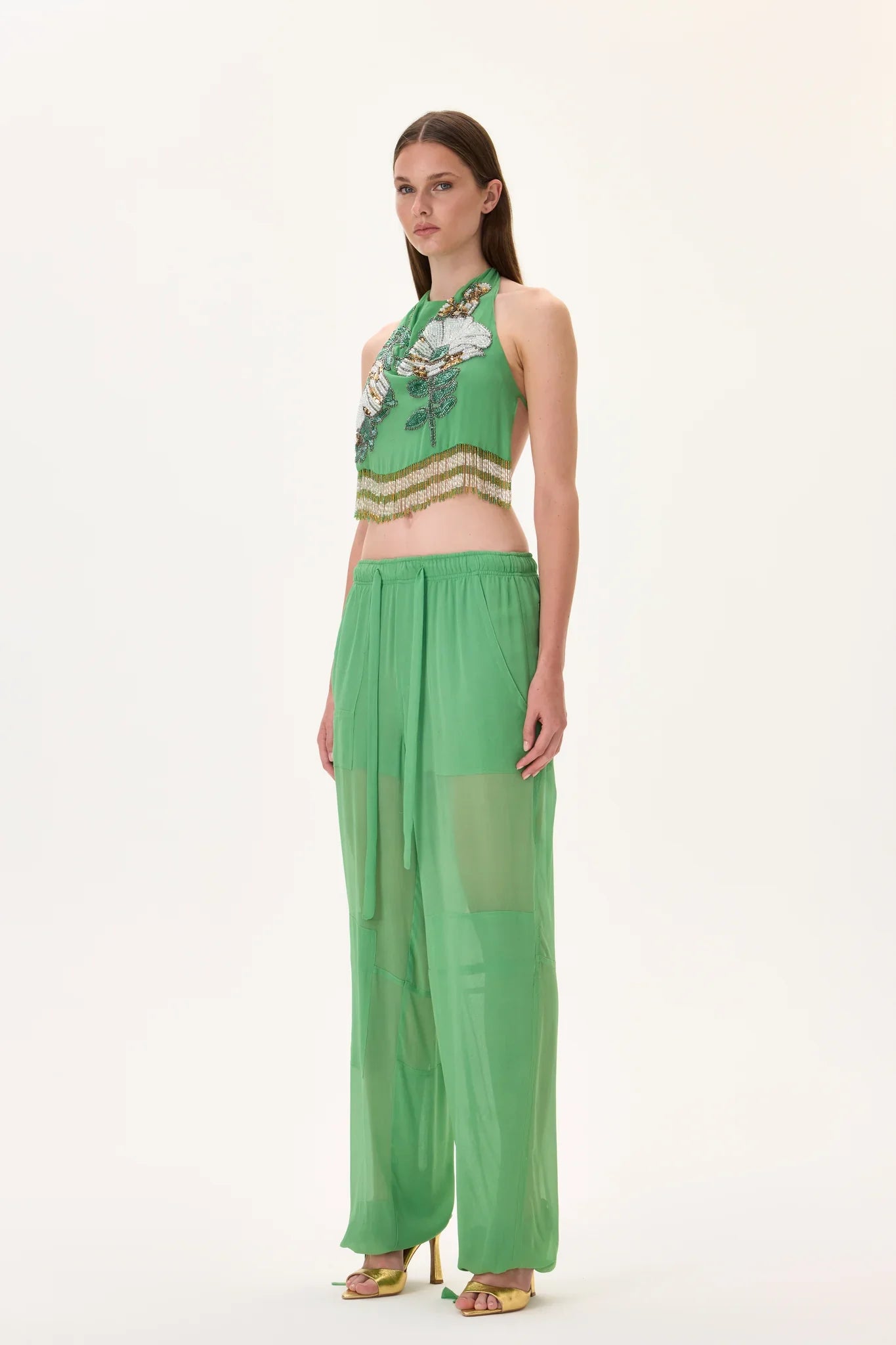 SS26-P-1013-36 raisa_vanessa green-chiffon-jogger-style-pants-with-elasticated-waistband-and-pockets