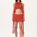 Vivid Pomegranate Pearl Mini Skirt