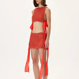 Vivid Pomegranate Pearl Mini Skirt