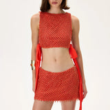 Vivid Pomegranate Pearl Mini Skirt