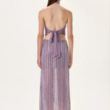 Violet Crystal Printed Chiffon Midi Skirt