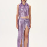 Metallic Violet Armor Backless Top