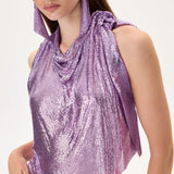Metallic Violet Armor Backless Top