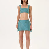 3D Crystal Studded Fabric Mini Skirt