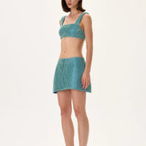 3D Crystal Studded Fabric Crop Top