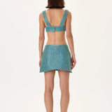 3D Crystal Studded Fabric Crop Top