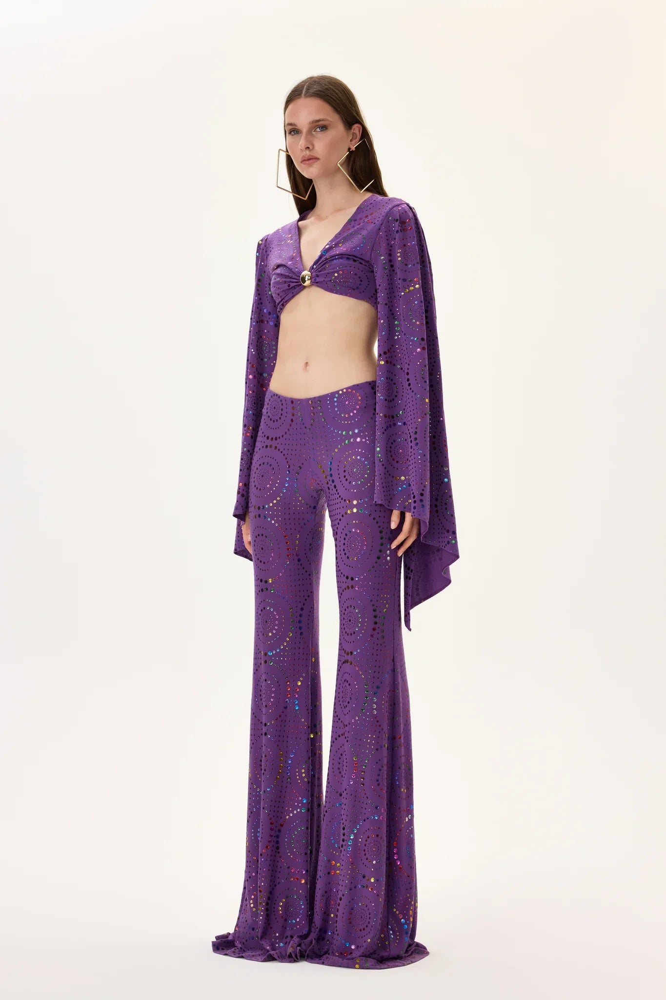 SS26-P-1015-36 raisa_vanessa multicolor-foil-printed-purple-jersey-flare-pants