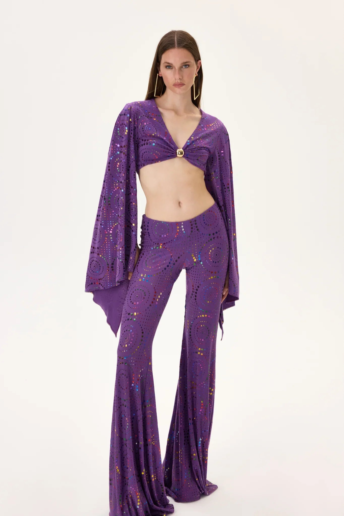 SS26-P-1015-40 raisa_vanessa multicolor-foil-printed-purple-jersey-flare-pants