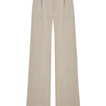 Beige Linen Pleated Pants