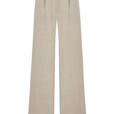 Beige Linen Pleated Pants
