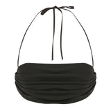 Black Bustier Top With Drape Details