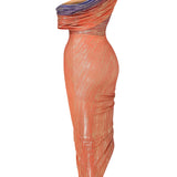 Sunset One Shoulder Midi Dress with Open Slit