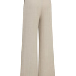 Beige Linen Pleated Pants