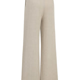 Beige Linen Pleated Pants