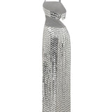 Silver Chiffon Maxi Dress With Round Sequin And Cutout Details