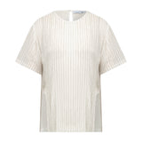 White Embroidery Striped Shirt With Cut Out Details