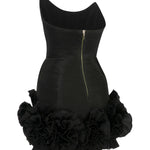 Black Mini Dress With Corset And Flower Details