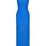 Blue Halter Neck Maxi Dress With Embroidery Details
