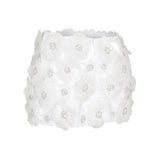 White Mini Skirt With Beaded Flower Details