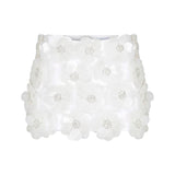 White Mini Skirt With Beaded Flower Details