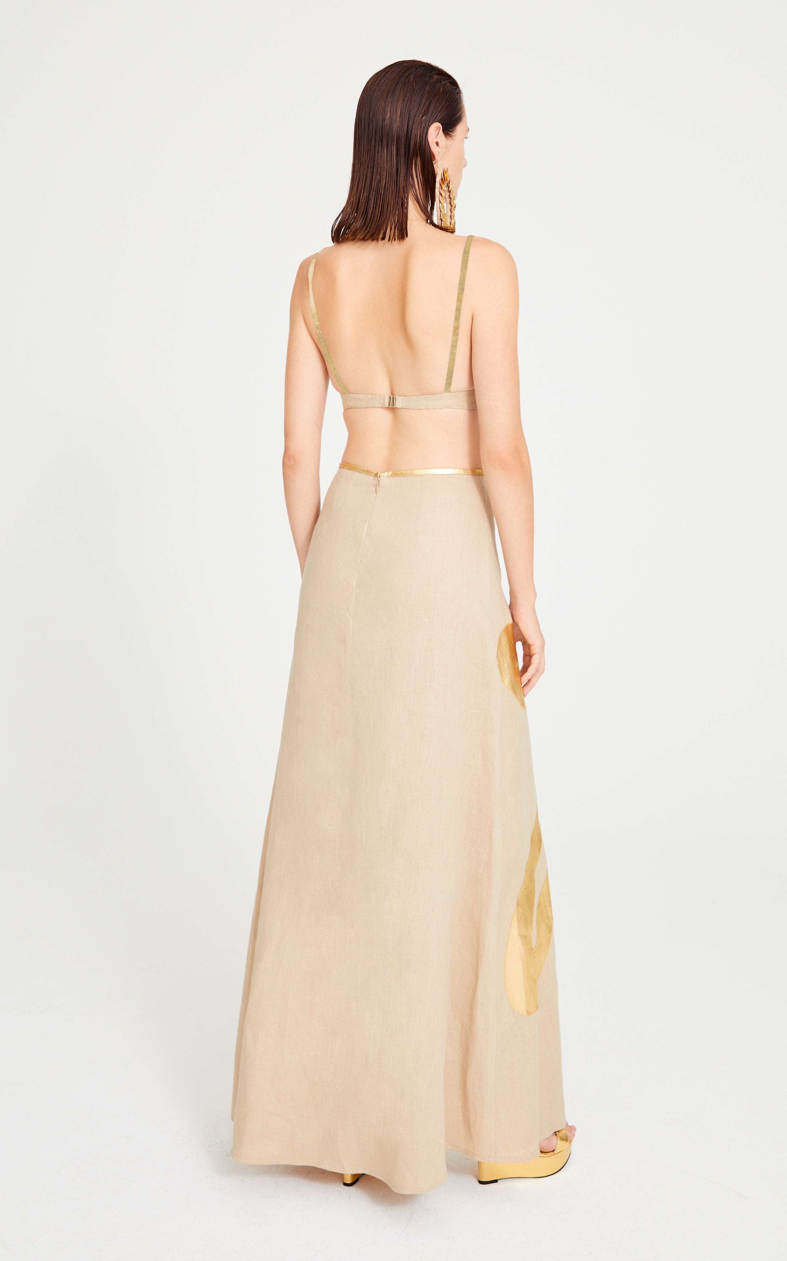 Beige Linen Bustier Top