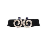 Black Velvet Belt with Crystal Detailed Round