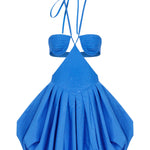 Blue Balloon Faille Mini Dress