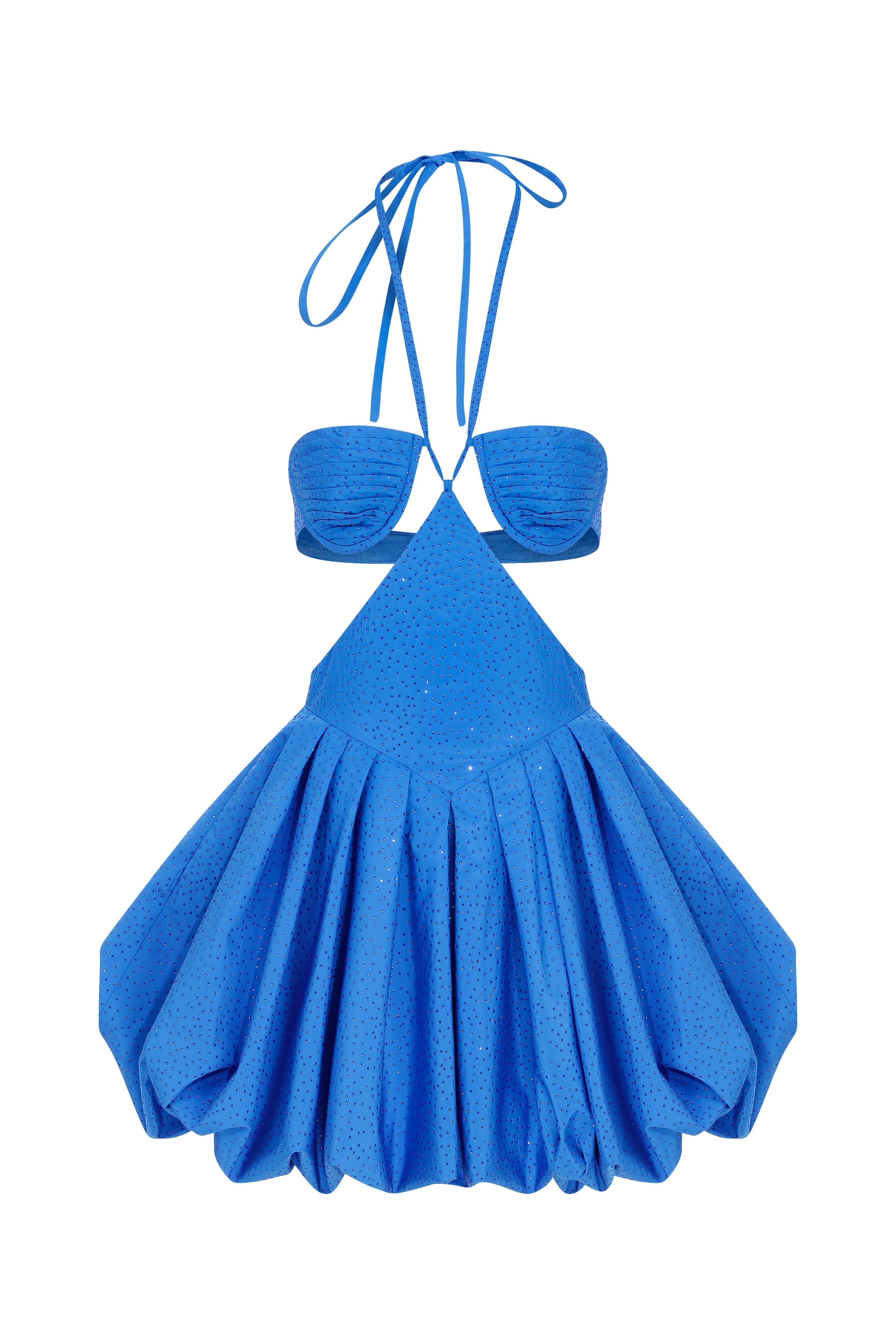 Blue Balloon Faille Mini Dress