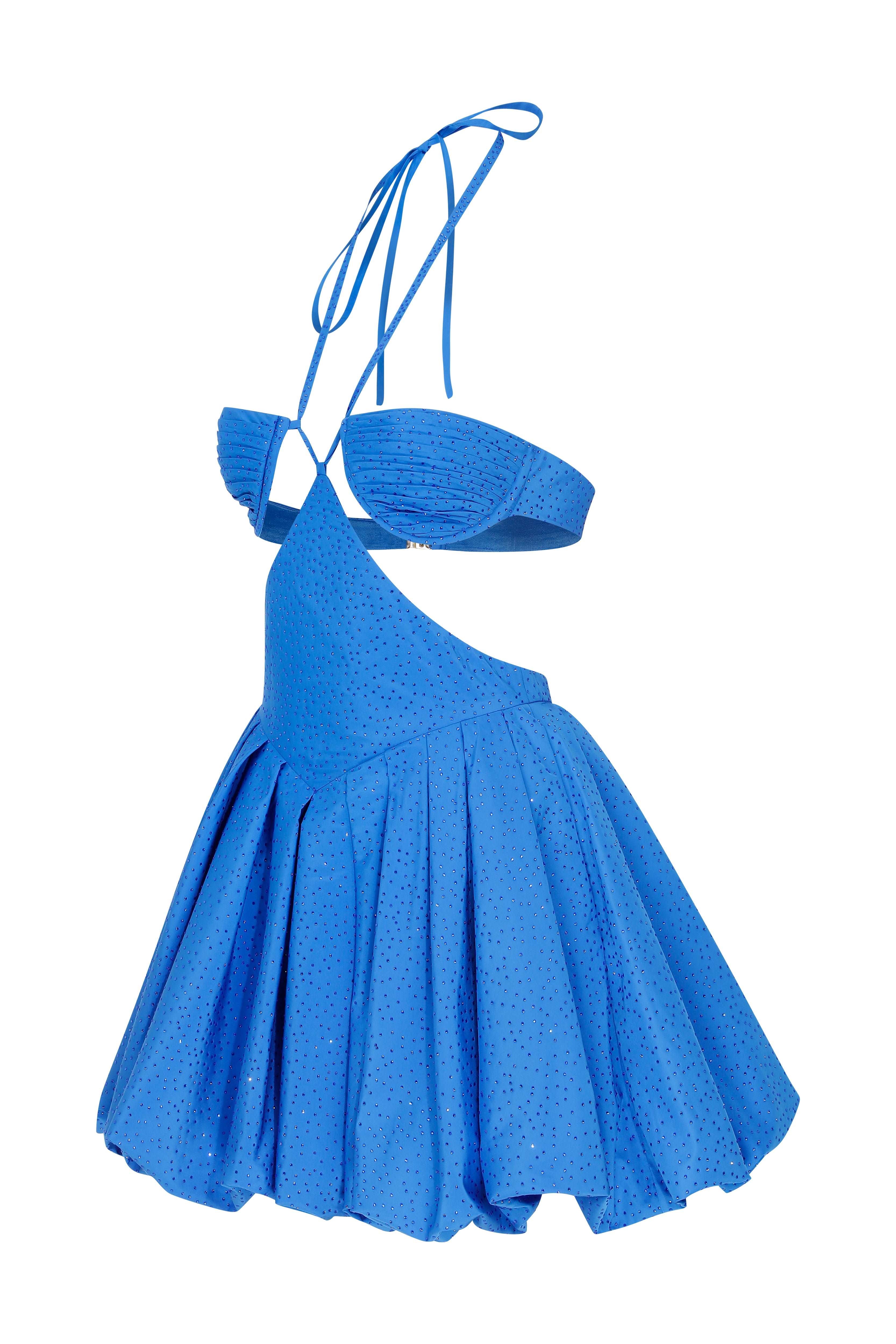 Blue Balloon Faille Mini Dress