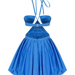 Blue Balloon Faille Mini Dress