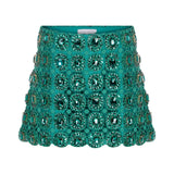 Hand Embroidered Mini Skirt With Crystal-Embellishments