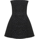 Strapless Black Rugan Crochet Mini Dress