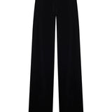 Wide Leg Black Velvet Pants with Crystal Beading Belt