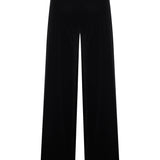 Wide Leg Black Velvet Pants with Crystal Beading Belt