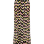 Amazonica Chiffon Wavy Striped Maxi Skirt with Black Sequin and High Slit Details