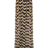 Amazonica Chiffon Wavy Striped Maxi Skirt with Black Sequin and High Slit Details