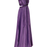 V-Neck Maxi Lazer Cut Chiffon Dress with Jewelled Cut out