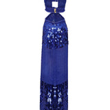 Halter Neck Crystal Embroidery Chiffon Maxi Dress