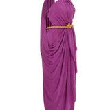 Halter Neck Buzi Maxi Dress with High Slit and Gold Chain