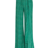 Crushed Chiffon Palazzo Pants with Gold Chain Belt