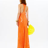 Sequined Halter Neck Maxi Dress With Chain Detail