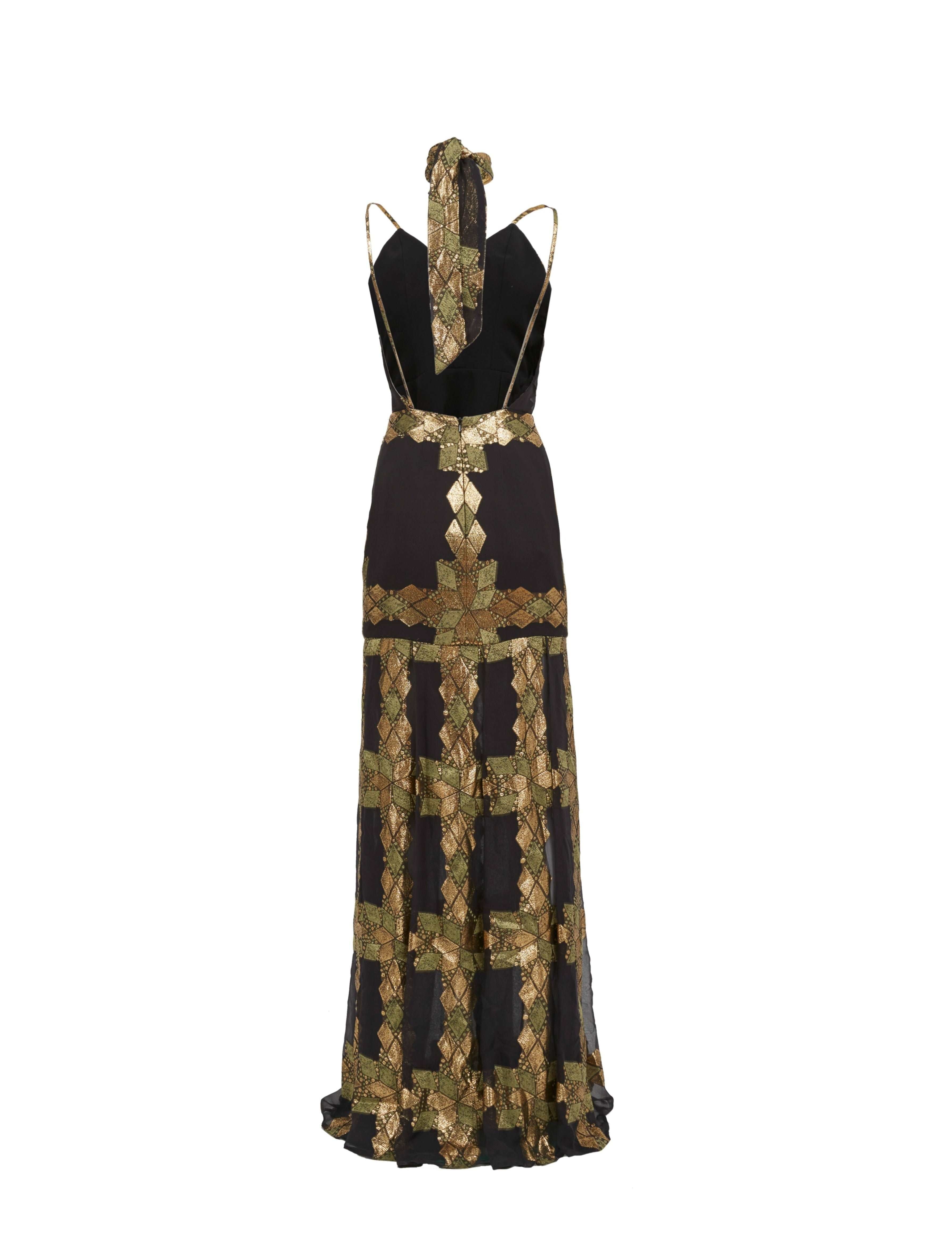 Black Gold Detailed Maxi Dress