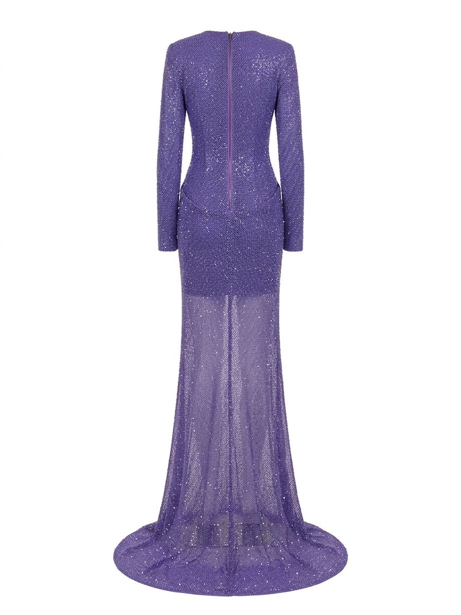 D-PU36-28114 raisa_vanessa purple-sequined-net-long-sleeved-gown-with-slit