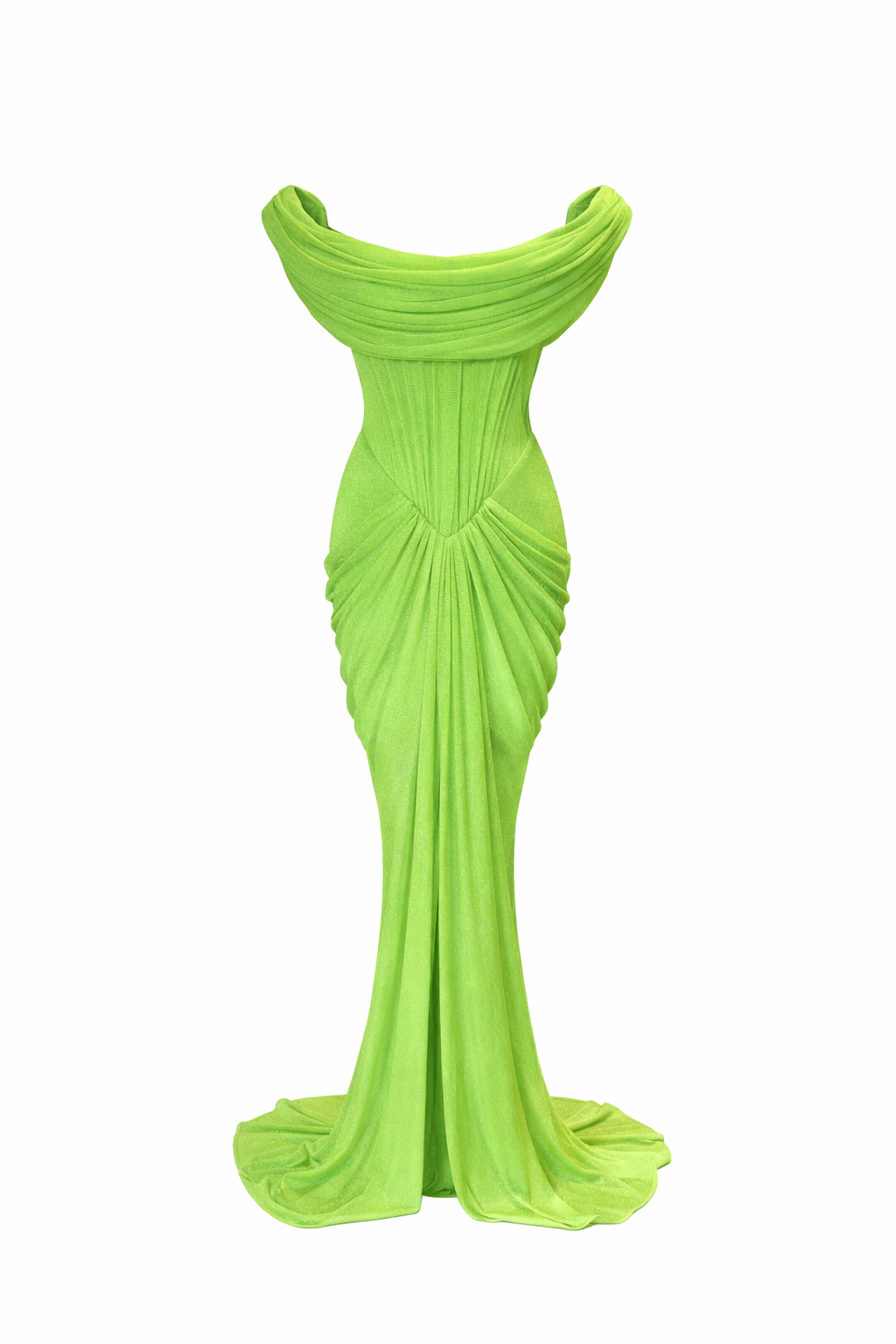 D-34-28088 raisa_vanessa knitted-pistachio-cowl-neckline-corseted-gown-with-train-and-front-slit