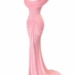 D-36-28083 raisa_vanessa knitted-pink-cowl-neckline-corseted-gown-with-train-and-front-slit