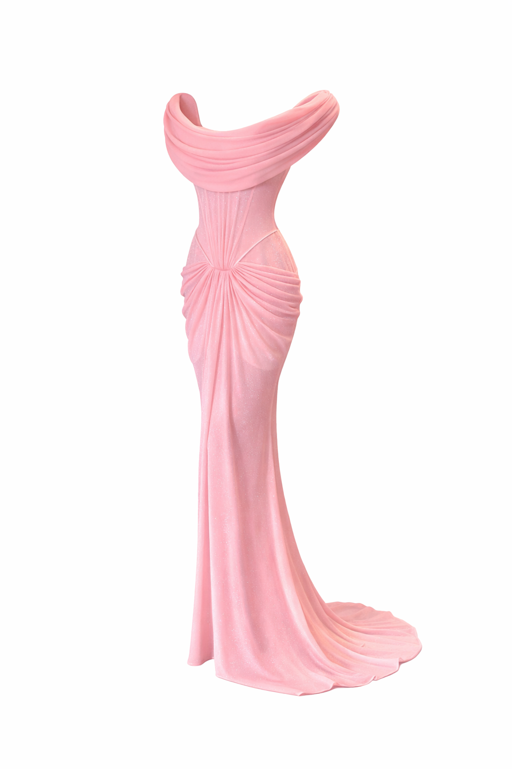 D-36-28083 raisa_vanessa knitted-pink-cowl-neckline-corseted-gown-with-train-and-front-slit