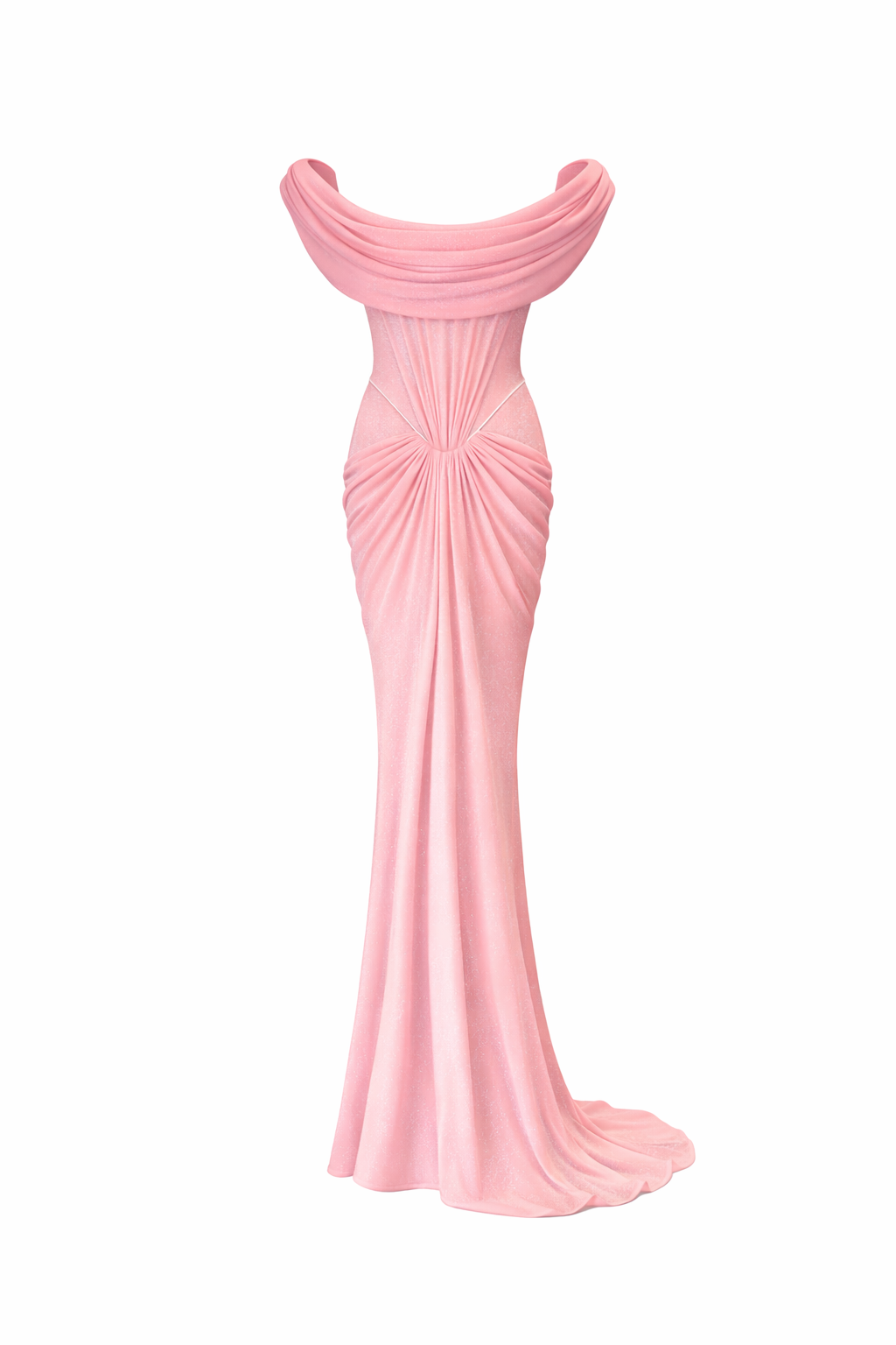 D-34-28082 raisa_vanessa knitted-pink-cowl-neckline-corseted-gown-with-train-and-front-slit
