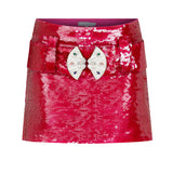 Pink Sequined Mini Skirt with Crystal Stone Belt